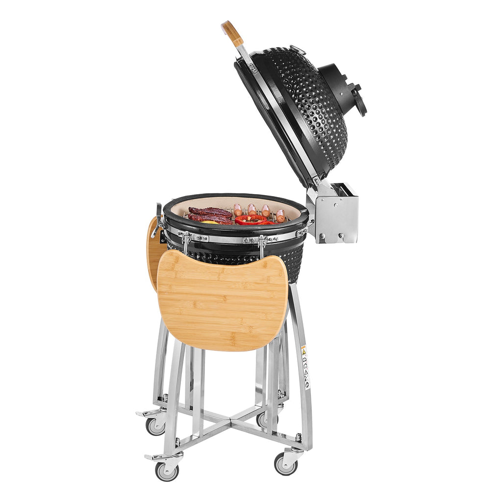 18" Kamado Charcoal Smoker and Grill with Ceramic Construction - Charcoal