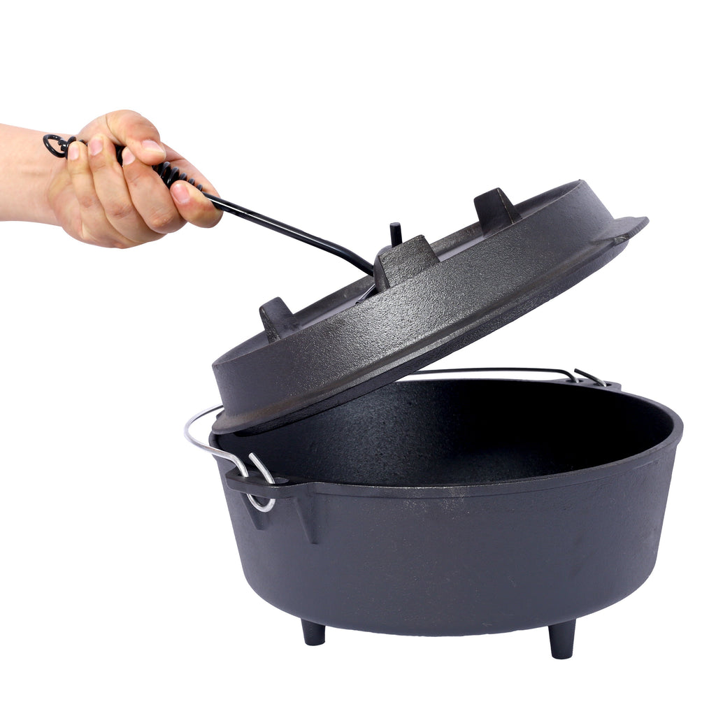 Pre-Seasoned Cast Iron Dutch Oven with Skillet Lid - Black