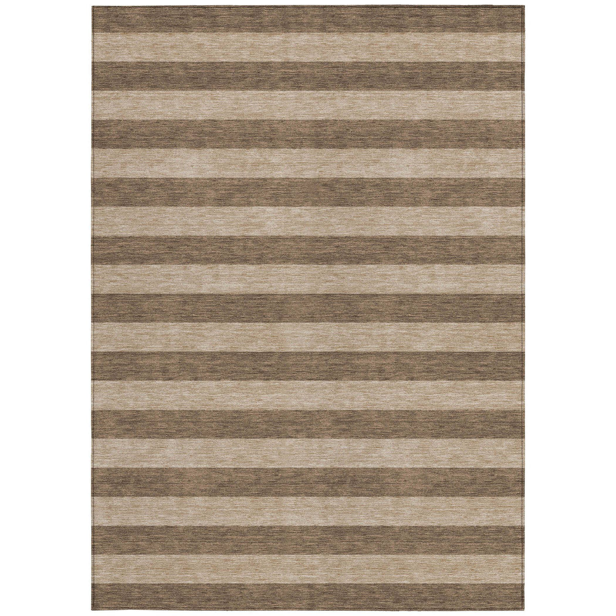 10' X 14' Coffee Striped Washable Non Skid Indoor Outdoor Area Rug