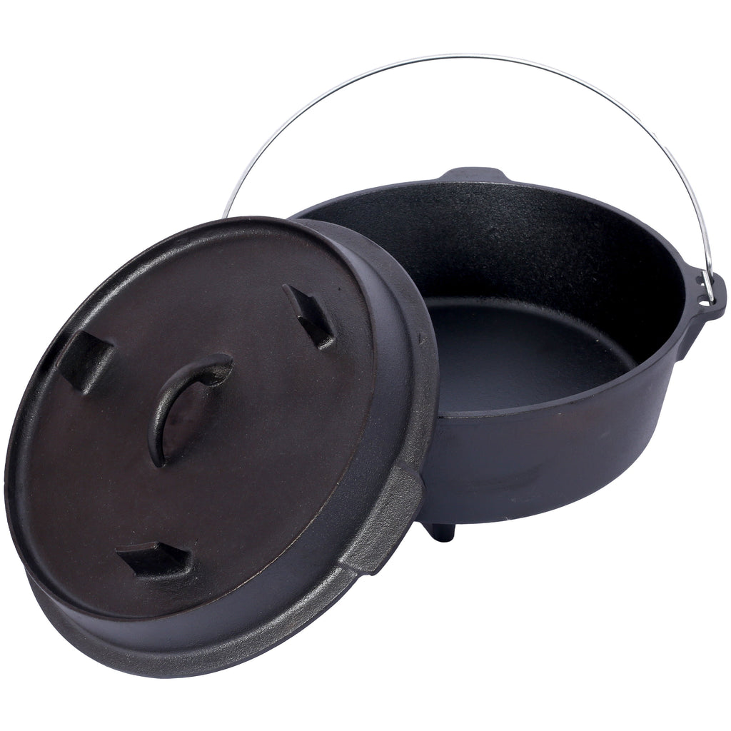Pre-Seasoned Cast Iron Dutch Oven with Skillet Lid - Black