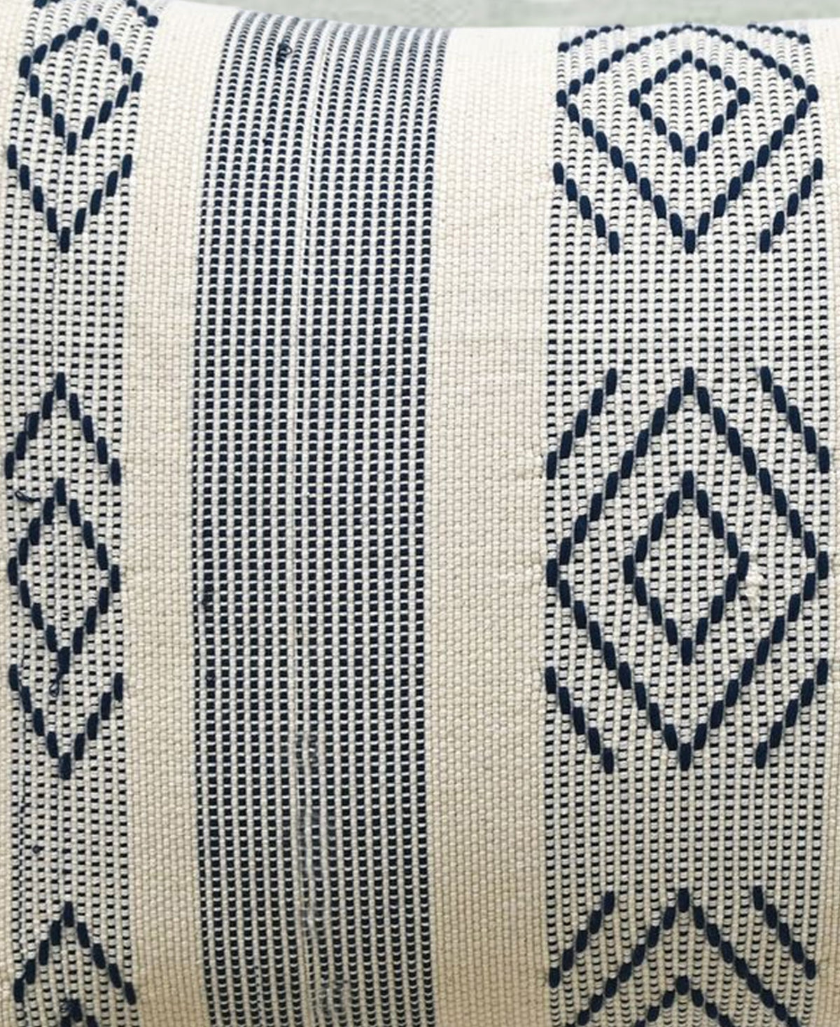 Vibhsa Navy & Ivory Jacquard Woven Throw Pillow 14x20, 100% Cotton
