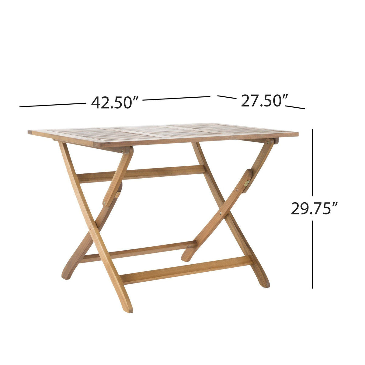 Natural Wood 5 Piece Outdoor Patio Dining Set with Folding Table and Chairs - Natural Stained