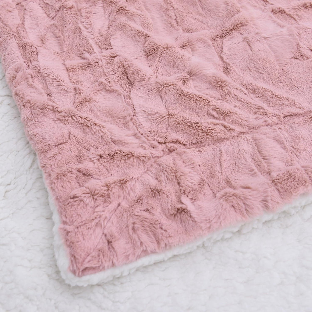 Tache Faux Fur Dusty Muted Pink Throw Blanket (#7)