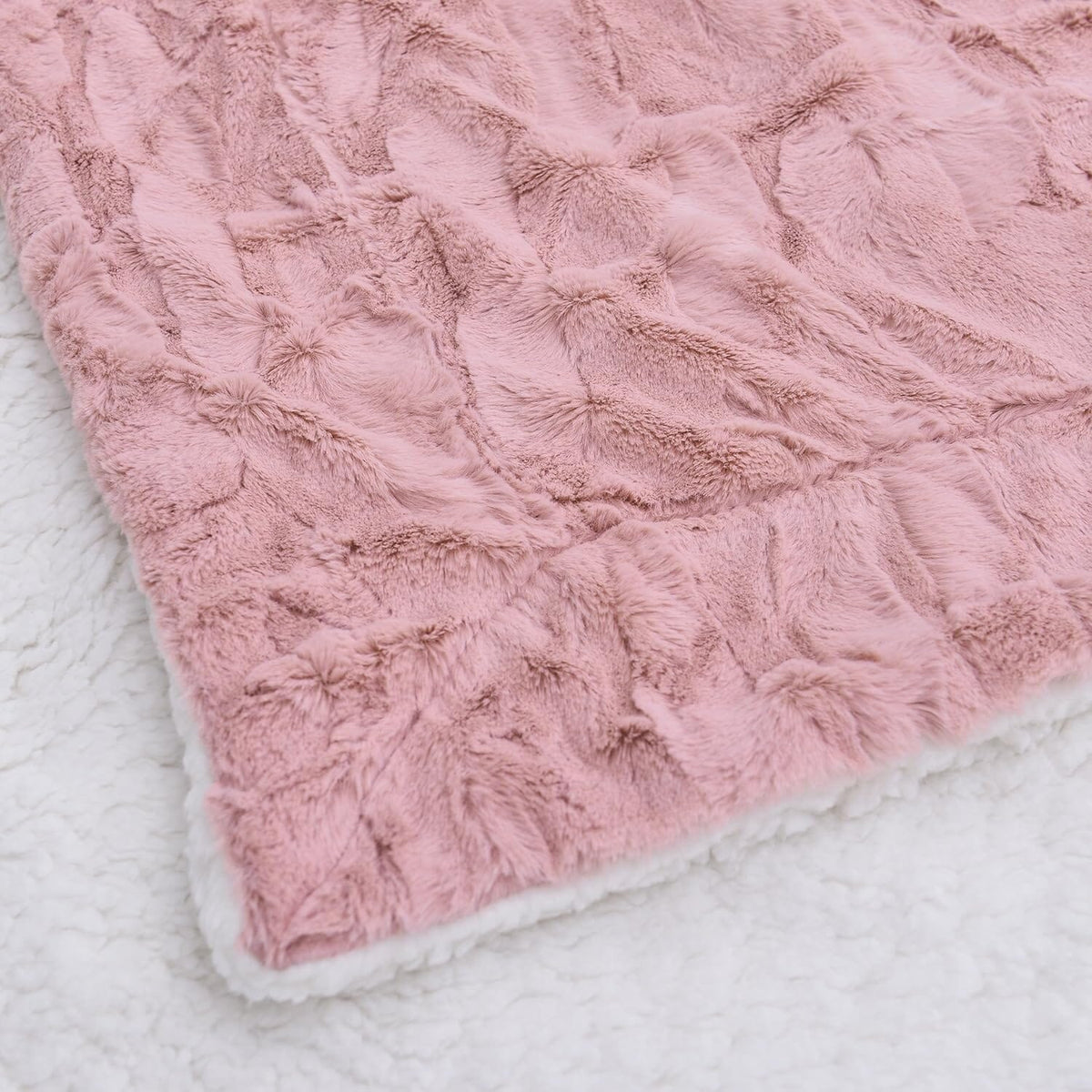 Tache Faux Fur Dusty Muted Pink Throw Blanket (#7)