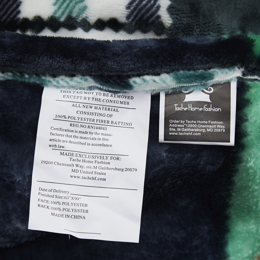 Tache Forest Green Plaid Flannel Throw Blanket (4023)