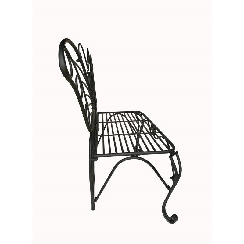 Modern Outdoor Butterfly Garden Bench in Black Metal Finish