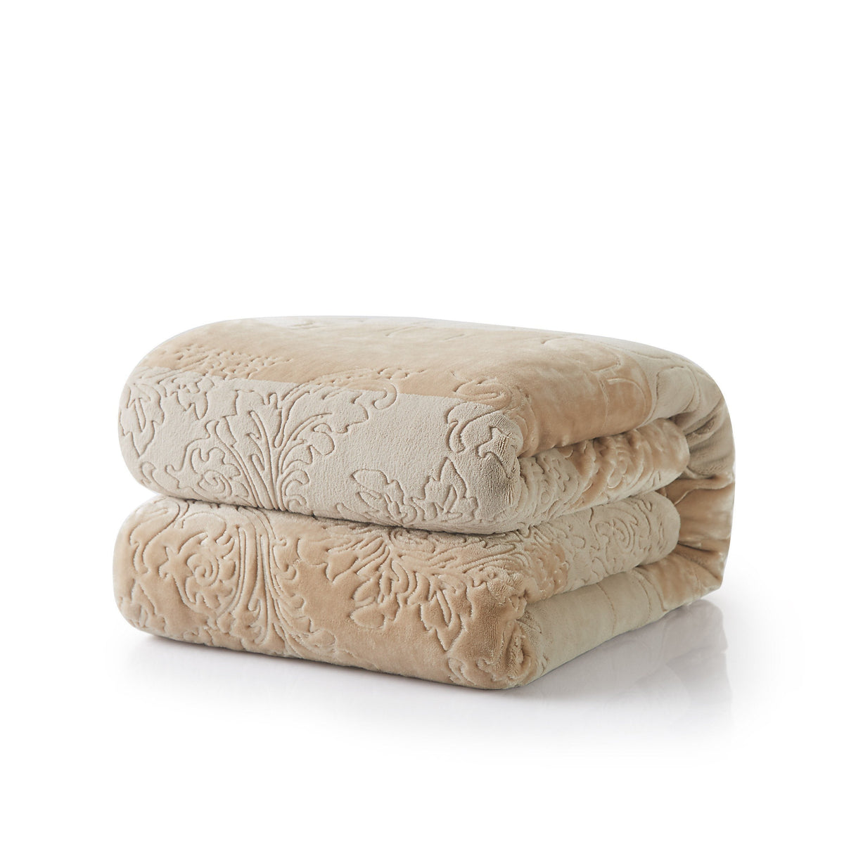 Tache Embossed Bubbly Champagne Beige Sherpa Throw Blanket (TA62088)